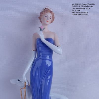 Tượng Cô Gái Dắt Chú Chó - phong cách châu âu